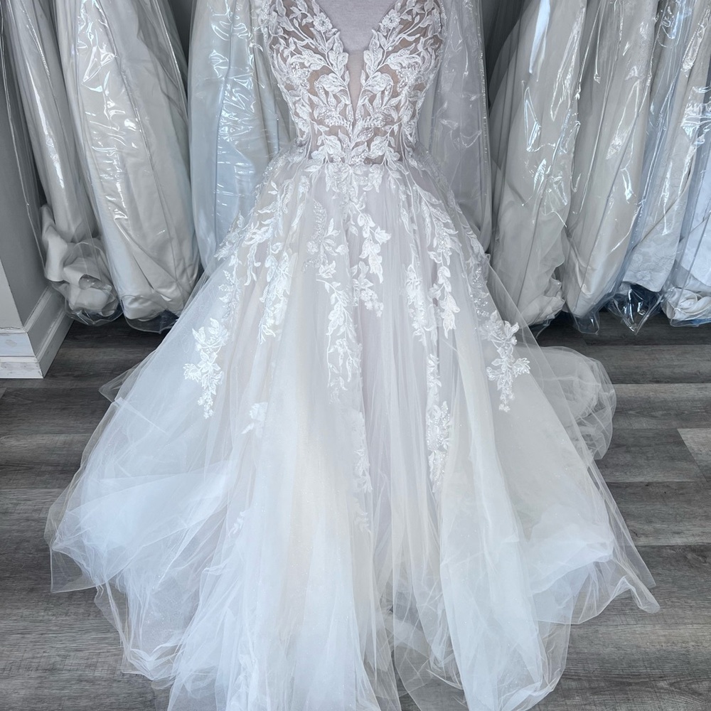 Wesley Eddy K Bridal Gown | Lace A-Line Wedding Dress with Plunging V-Neck